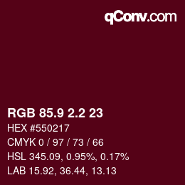 カラーコード: RGB 85.9 2.2 23 | qconv.com