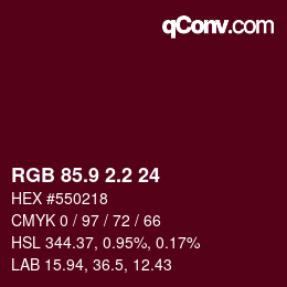 カラーコード: RGB 85.9 2.2 24 | qconv.com