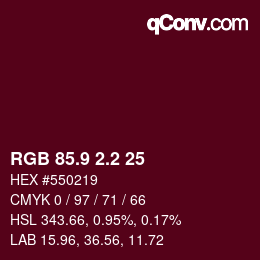 Color code: RGB 85.9 2.2 25 | qconv.com