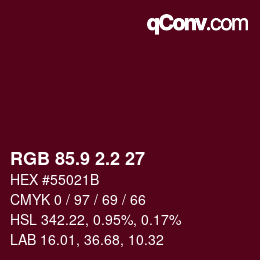 カラーコード: RGB 85.9 2.2 27 | qconv.com