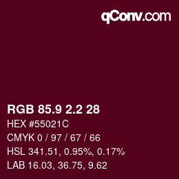 カラーコード: RGB 85.9 2.2 28 | qconv.com