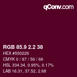カラーコード: RGB 85.9 2.2 38 | qconv.com