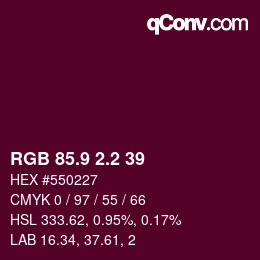 カラーコード: RGB 85.9 2.2 39 | qconv.com