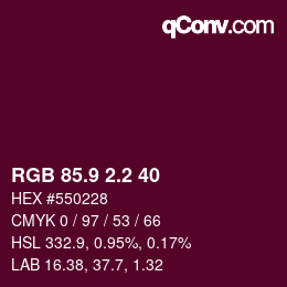カラーコード: RGB 85.9 2.2 40 | qconv.com
