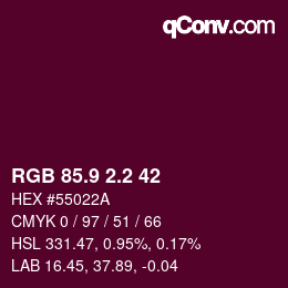 カラーコード: RGB 85.9 2.2 42 | qconv.com