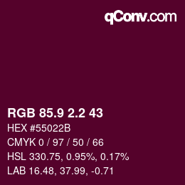 カラーコード: RGB 85.9 2.2 43 | qconv.com