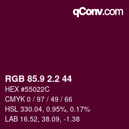 カラーコード: RGB 85.9 2.2 44 | qconv.com