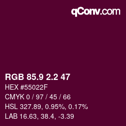 カラーコード: RGB 85.9 2.2 47 | qconv.com