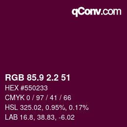 カラーコード: RGB 85.9 2.2 51 | qconv.com