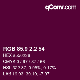 カラーコード: RGB 85.9 2.2 54 | qconv.com