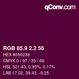 カラーコード: RGB 85.9 2.2 56 | qconv.com