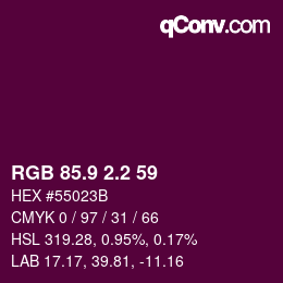 カラーコード: RGB 85.9 2.2 59 | qconv.com