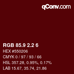 Color code: RGB 85.9 2.2 6 | qconv.com