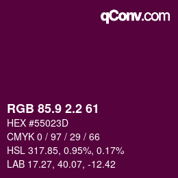 カラーコード: RGB 85.9 2.2 61 | qconv.com