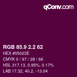 カラーコード: RGB 85.9 2.2 62 | qconv.com