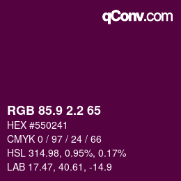 カラーコード: RGB 85.9 2.2 65 | qconv.com