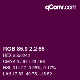 カラーコード: RGB 85.9 2.2 66 | qconv.com