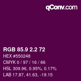 カラーコード: RGB 85.9 2.2 72 | qconv.com