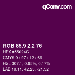 カラーコード: RGB 85.9 2.2 76 | qconv.com