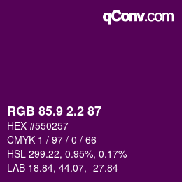 カラーコード: RGB 85.9 2.2 87 | qconv.com