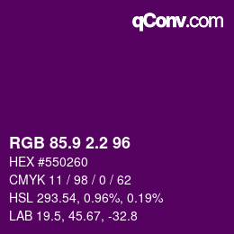カラーコード: RGB 85.9 2.2 96 | qconv.com