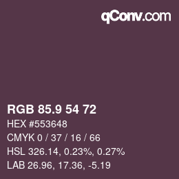 Color code: RGB 85.9 54 72 | qconv.com