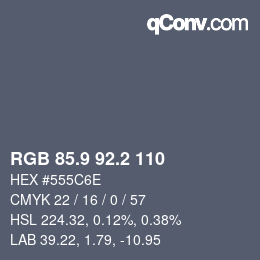 カラーコード: RGB 85.9 92.2 110 | qconv.com