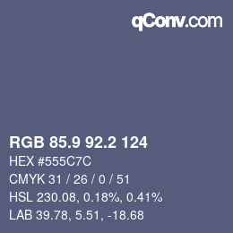 カラーコード: RGB 85.9 92.2 124 | qconv.com