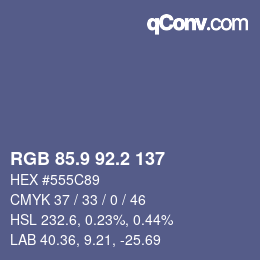 カラーコード: RGB 85.9 92.2 137 | qconv.com