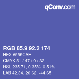カラーコード: RGB 85.9 92.2 174 | qconv.com