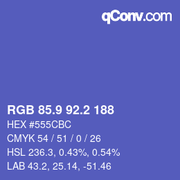 カラーコード: RGB 85.9 92.2 188 | qconv.com