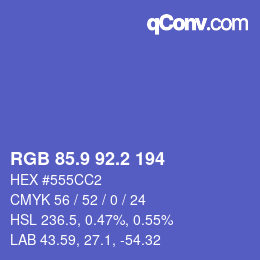 カラーコード: RGB 85.9 92.2 194 | qconv.com