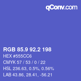 カラーコード: RGB 85.9 92.2 198 | qconv.com