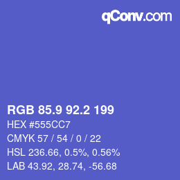 カラーコード: RGB 85.9 92.2 199 | qconv.com