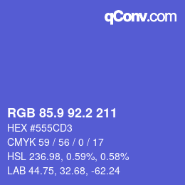 カラーコード: RGB 85.9 92.2 211 | qconv.com