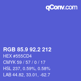 カラーコード: RGB 85.9 92.2 212 | qconv.com