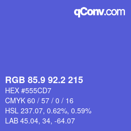 カラーコード: RGB 85.9 92.2 215 | qconv.com
