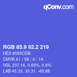 カラーコード: RGB 85.9 92.2 219 | qconv.com