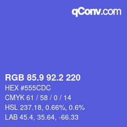 カラーコード: RGB 85.9 92.2 220 | qconv.com