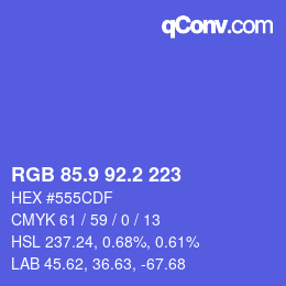 カラーコード: RGB 85.9 92.2 223 | qconv.com