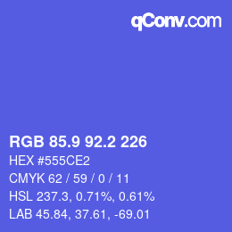 カラーコード: RGB 85.9 92.2 226 | qconv.com