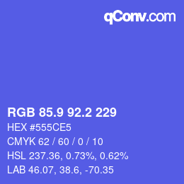 カラーコード: RGB 85.9 92.2 229 | qconv.com
