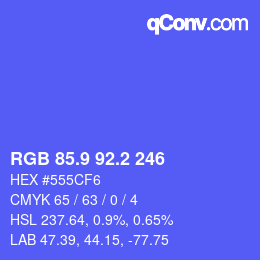カラーコード: RGB 85.9 92.2 246 | qconv.com