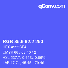 カラーコード: RGB 85.9 92.2 250 | qconv.com