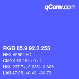 カラーコード: RGB 85.9 92.2 253 | qconv.com