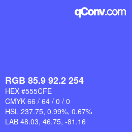 カラーコード: RGB 85.9 92.2 254 | qconv.com