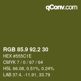 カラーコード: RGB 85.9 92.2 30 | qconv.com