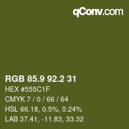 カラーコード: RGB 85.9 92.2 31 | qconv.com