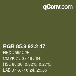 Color code: RGB 85.9 92.2 47 | qconv.com