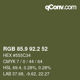 カラーコード: RGB 85.9 92.2 52 | qconv.com